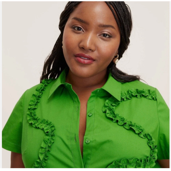 Kate Spade NY Target Ribbon Dress Medium Green Midi Shirtdress NWT - Picture 3 of 10